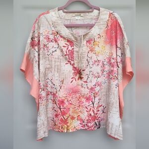 ONE WORLD Multicolor Floral Top/Blouse Size 1X